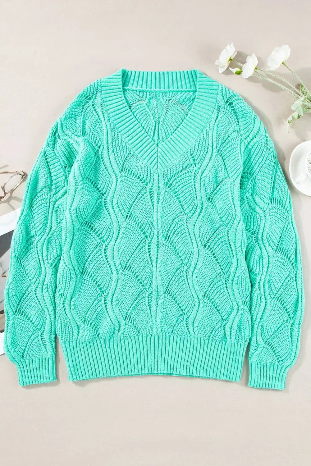 Chic mint green knit sweater - Love Salve